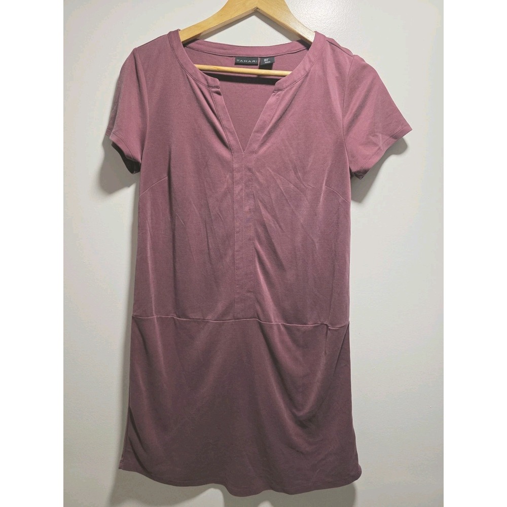 Tahari Womens Dress Modal Knit Drop-Waist T- Shirt Dress Dark Rose Pink Size S